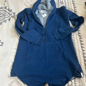 One Teaspoon Navy Blue Hooded Sweatshirt Romper